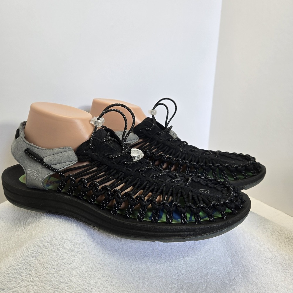 Keen Men's Size 13 UNEEK Braided Cord Water Shoes Black Gray Anatomical Footbed